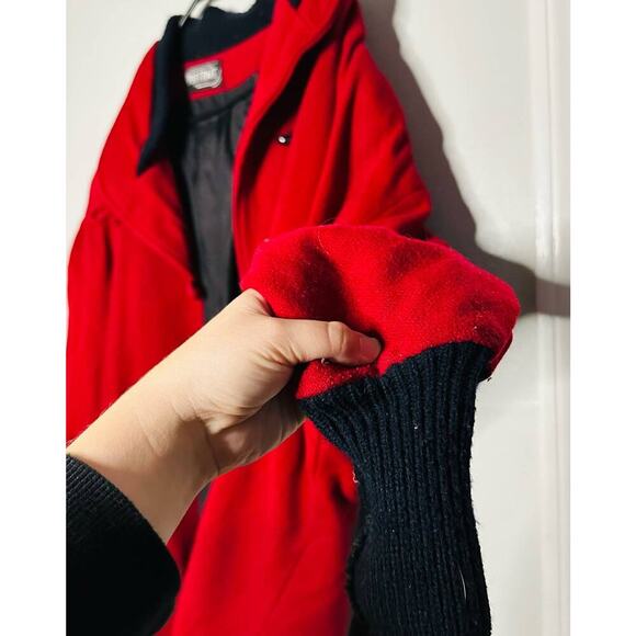 Vintage Portrait Red Wool Blend Sweater Cuff Button Front Jacket Size Medium - Picture 5 of 11